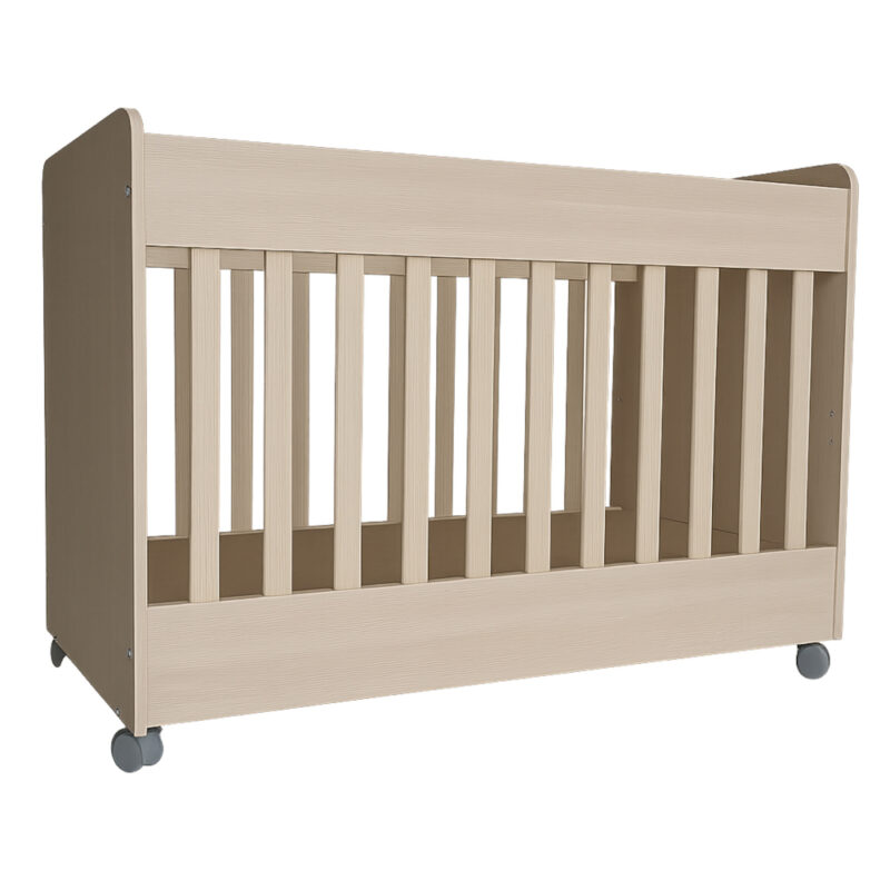 Κρεβατάκι με Ροδάκια 60x120cm Πάρης Οξιά