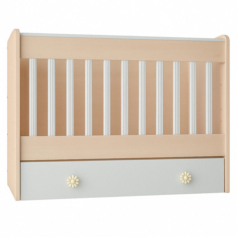 Κρεβατάκι με Λίκνισμα 60x120cm Ήρα Οξιά-Λευκό