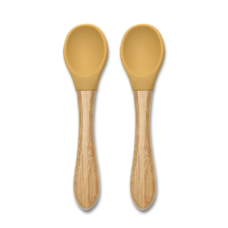 Σετ Κουτάλια Σιλικόνης Bamboo 2τμχ Natural Yellow Lorelli