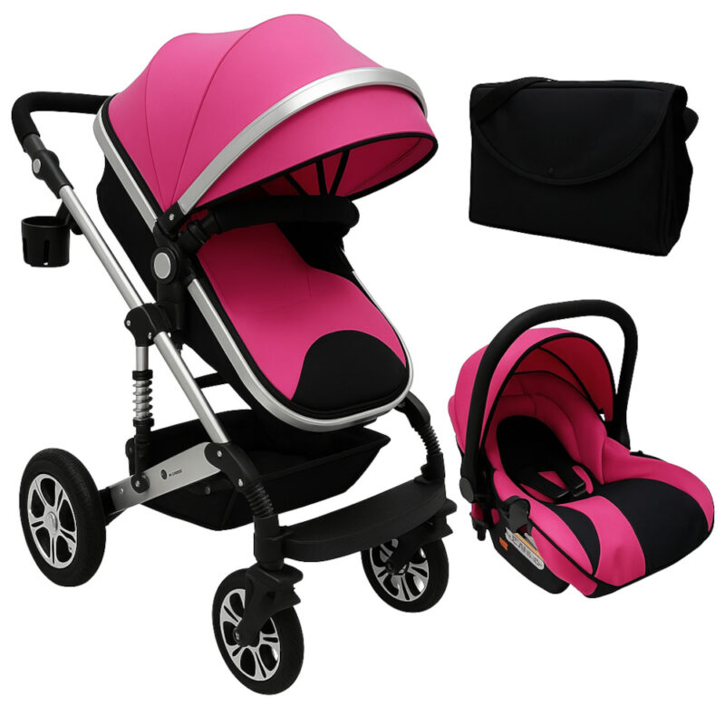 Πολυκαρότσι Μετατρεπόμενο 3σε1 με Car Seat 0-13kg Nesna Black Fuschia 2025