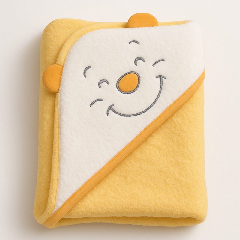 Βρεφική Μπουρνουζοπετσέτα με Κάπα 90x90cm Pooh Yellow