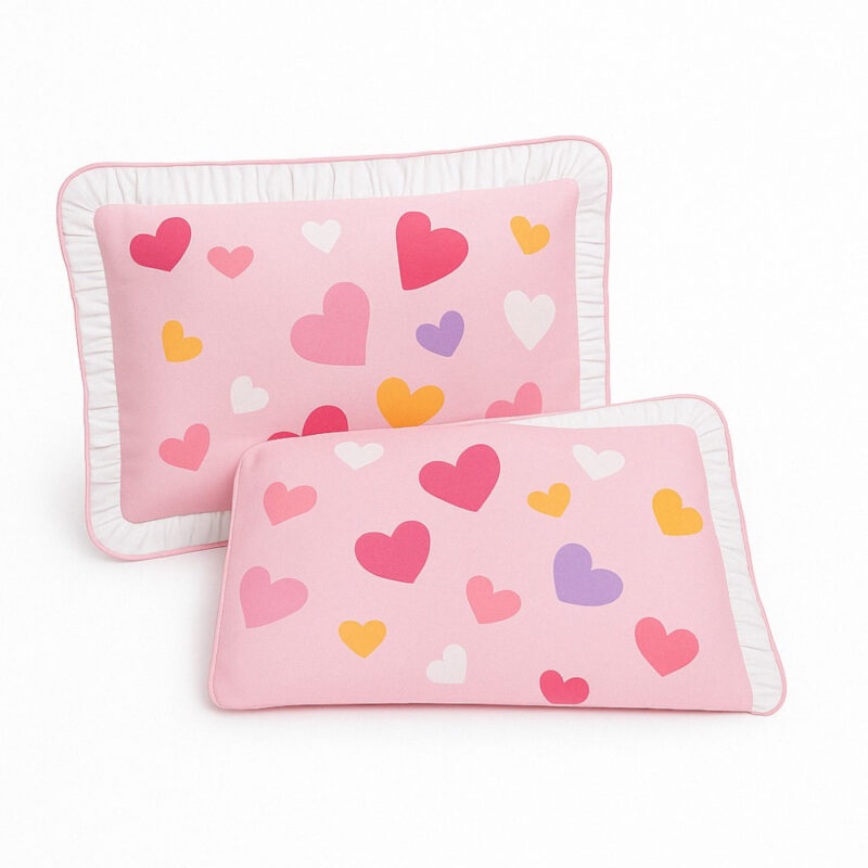 Μαξιλαροθήκες Σετ 2τμχ 28x43cm Lovely Birds Pink Hearts