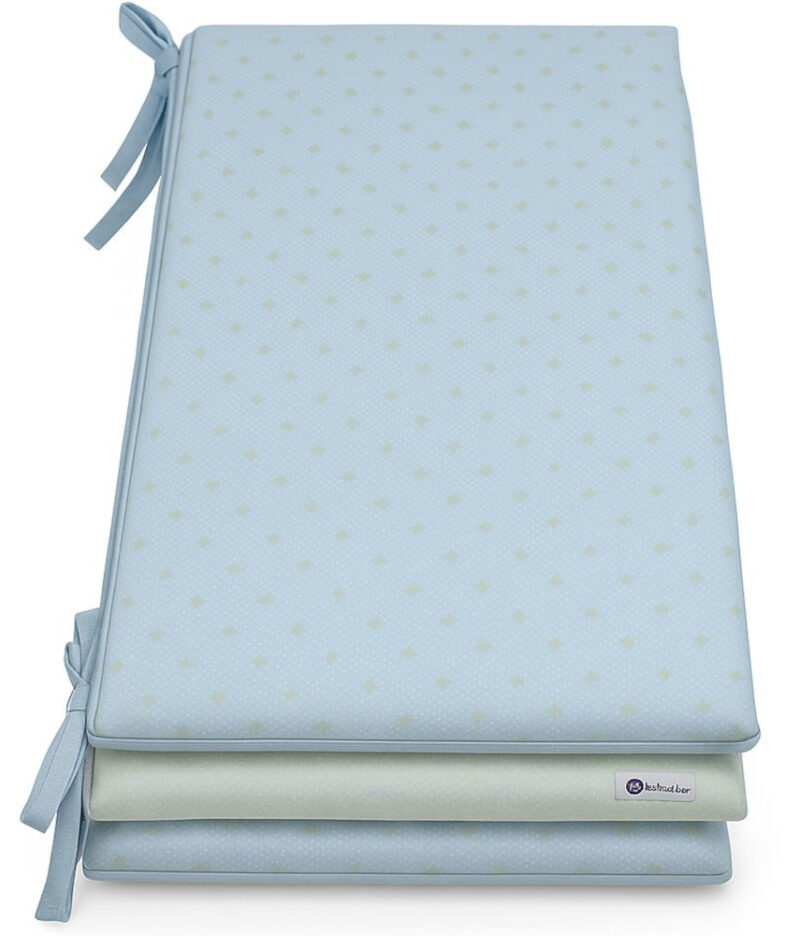 Προστατευτική Πάντα Κούνιας 2 όψεων 60x120cm Blue Grey Stars