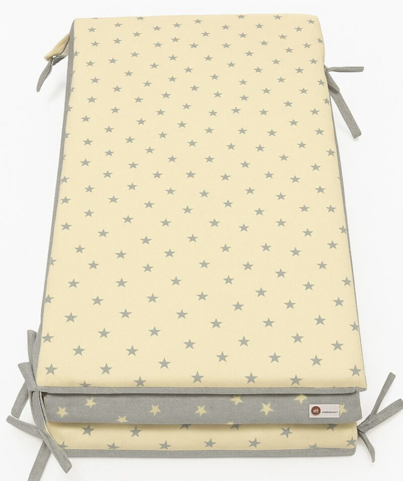 Προστατευτική Πάντα Κούνιας 2 όψεων 60x120cm Beige Grey Stars