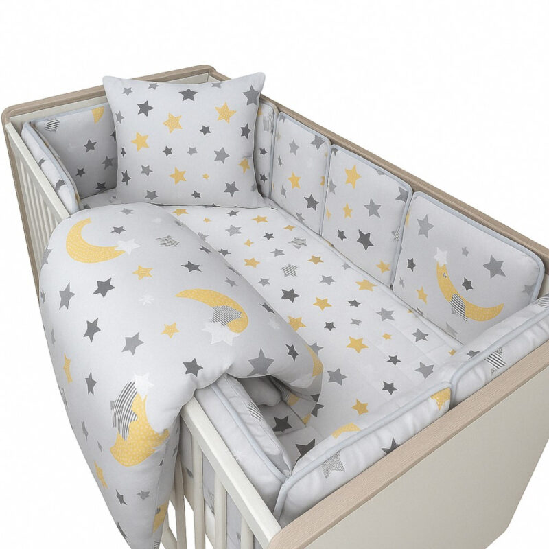 Σετ Προίκα Κούνιας 70x140cm Grey Moon Stars