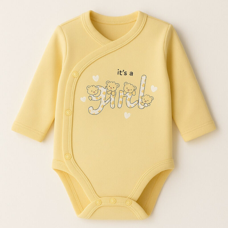Κορμάκι Μακρυμάνικο It’s a Girl Yellow