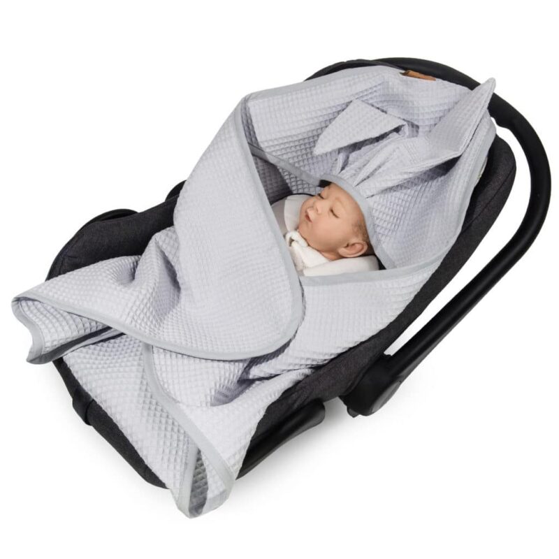 Κουβέρτα Βόλτας Πικέ με Υποδοχές 78x78cm For Baby Light Grey